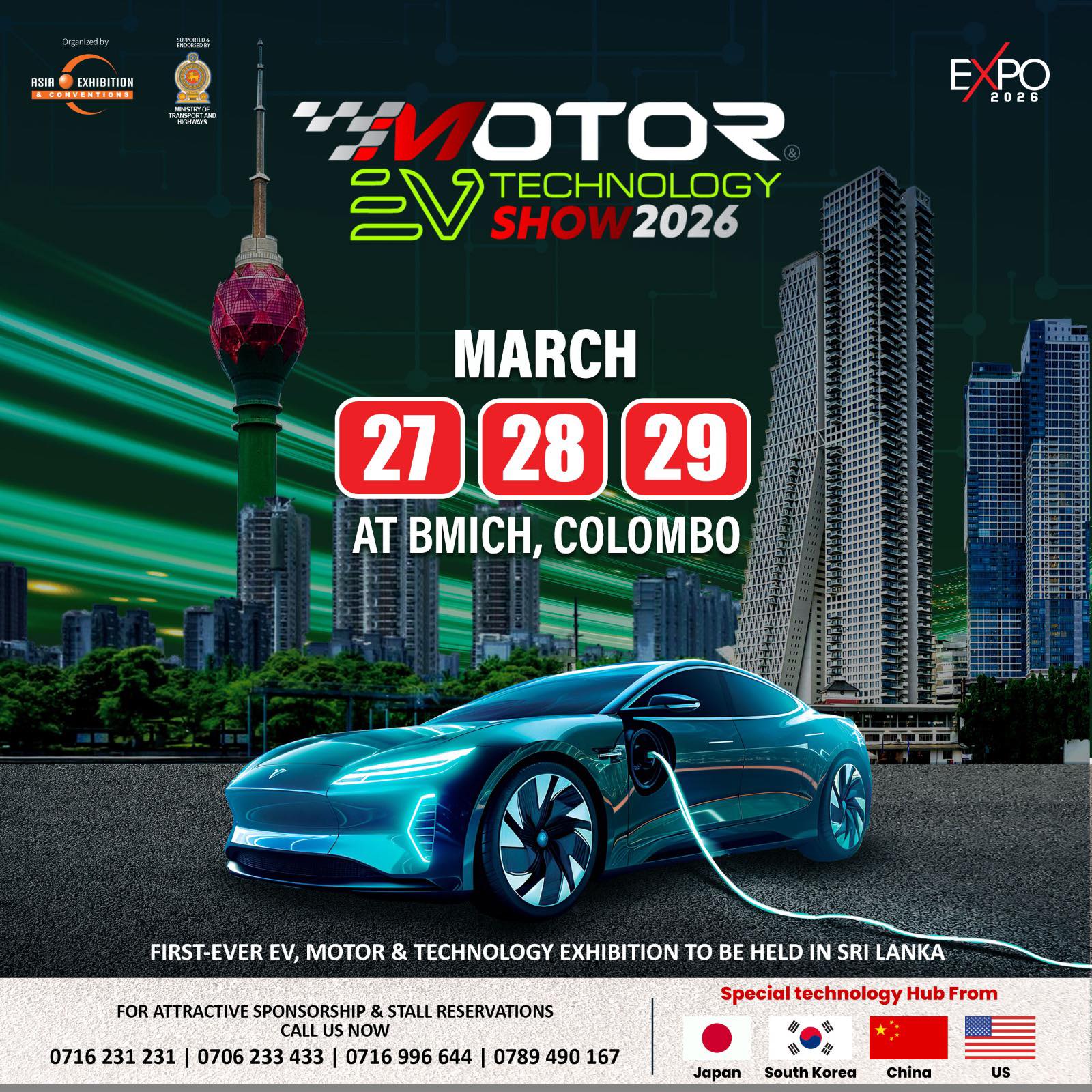 Colombo - First-Ever EV, Motor & Technology Exhibition, organized by ...