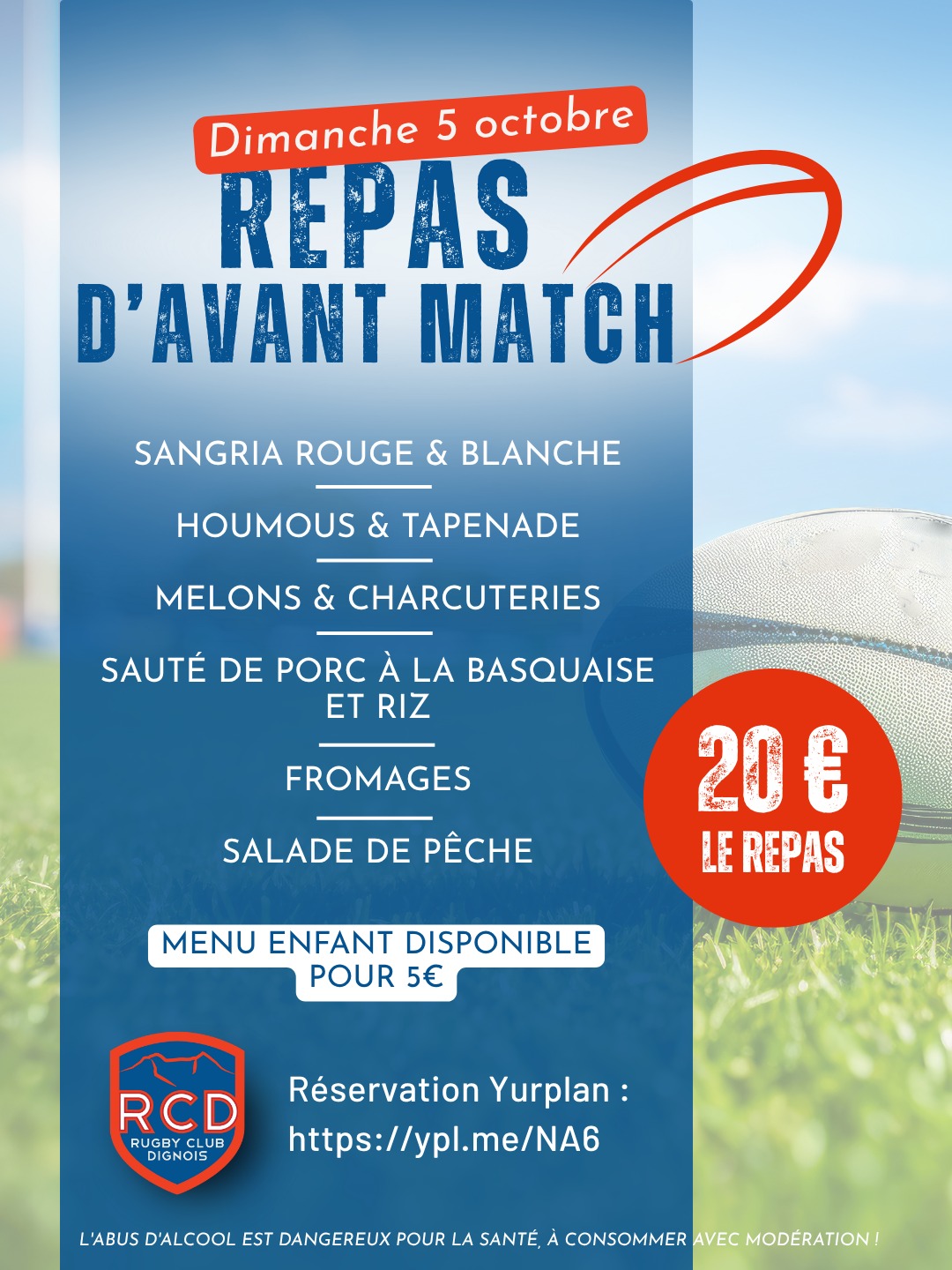 Rugby - 🍽️ Repas d'avant match Pensez à réserver vos places ! Avant de ...