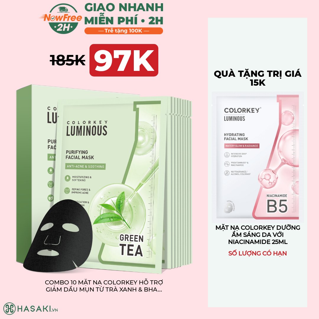 Hasaki - 🍄Combo 10 Mặt Nạ Colorkey Hỗ Trợ Giảm Dầu Mụn Từ Trà Xanh ...