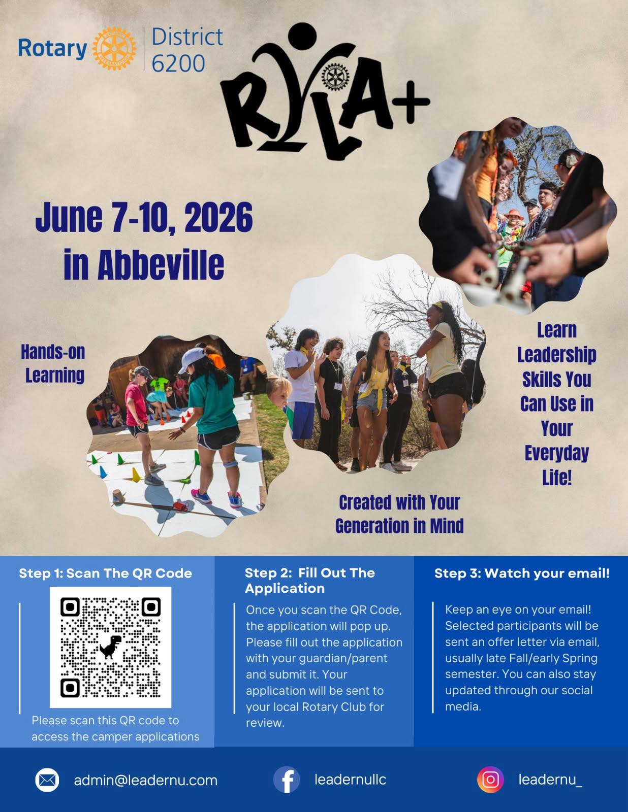 The Rotary - ️RYLA Applications Now Open for Summer 2026! ️ Visit ...