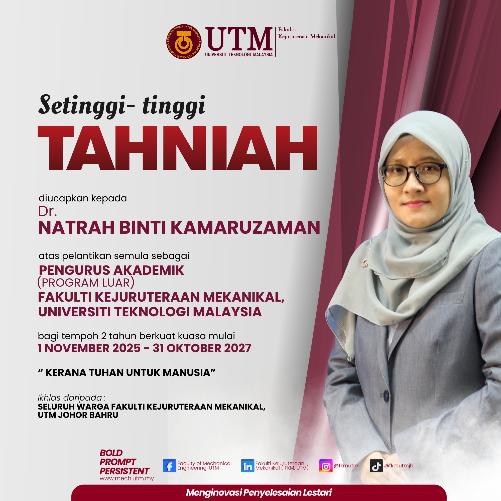 Faculty - Pihak pengurusan dan seluruh warga Faculty of Mechanical ...