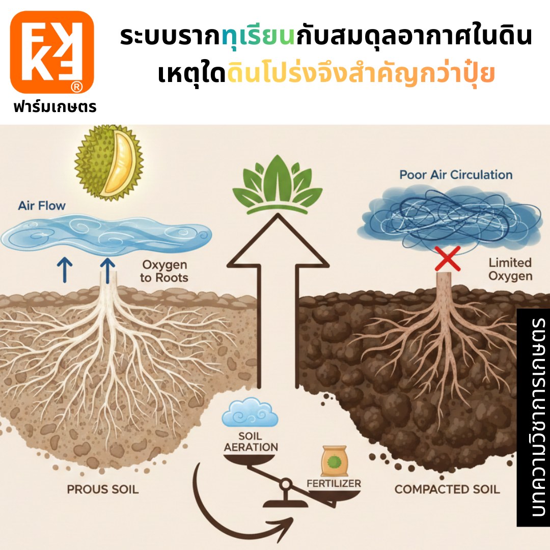 ฟาร์มเกษตร - ระบบรากทุเรียนกับสมดุลอากาศในดิน เหตุใดดินโปร่งจึงสำคัญ ...