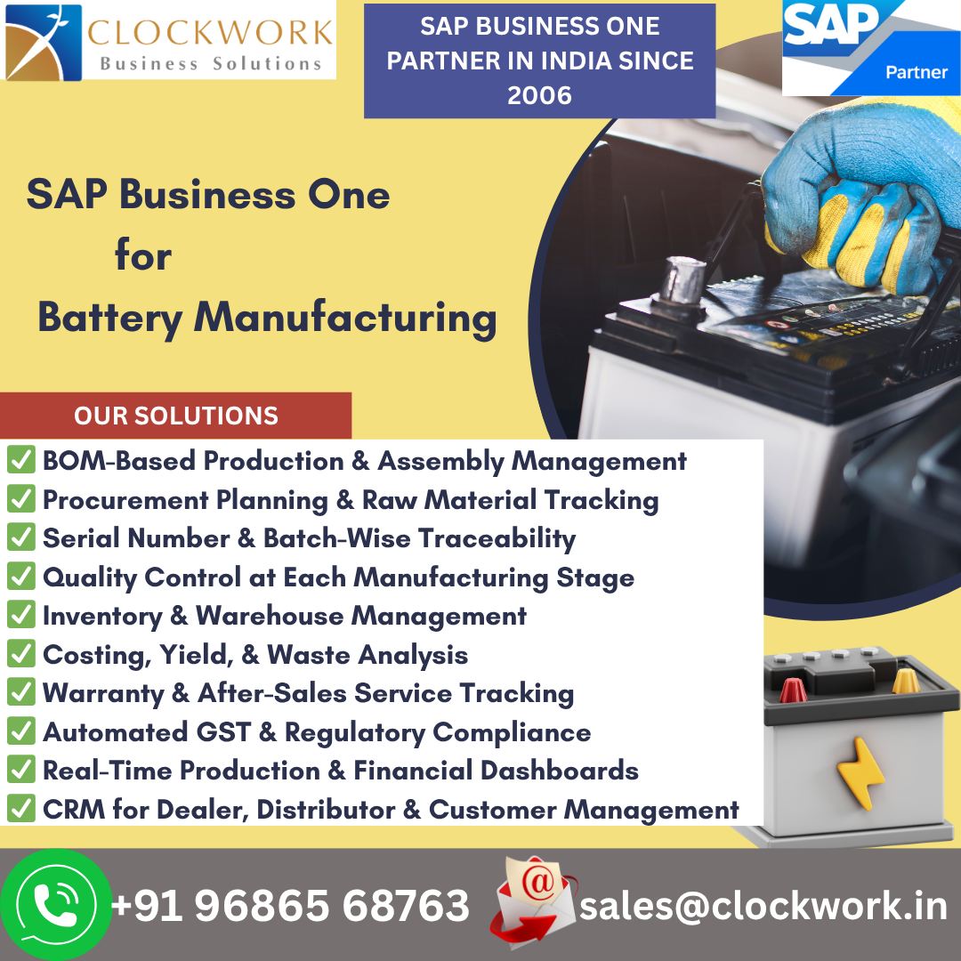 Clockwork - 🔋 SAP Business One for Battery Manufacturing A Complete ERP ...