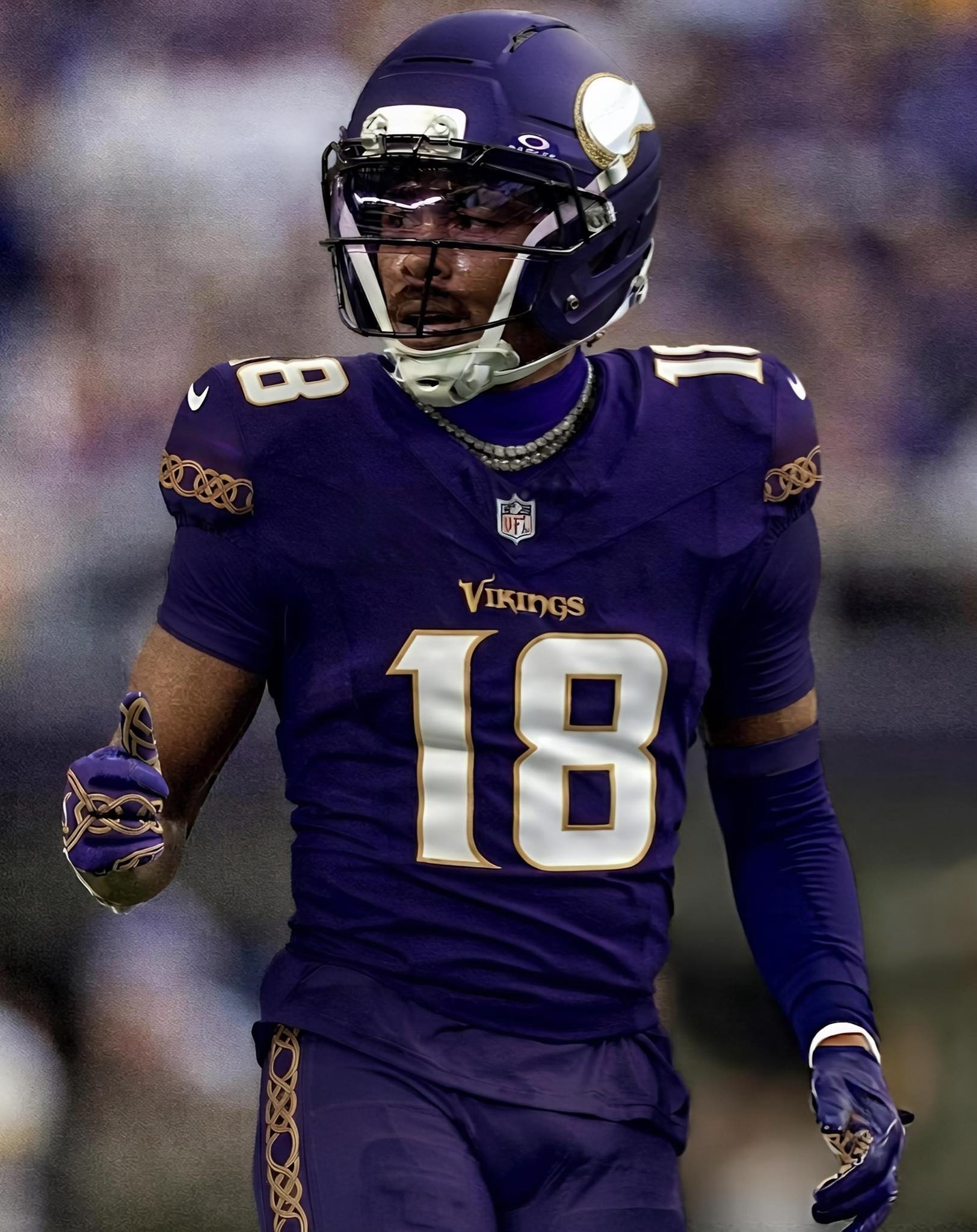 Vikings ハーフジップ ウェア 紫と黄色 Vikings ハーフジップ ウェア