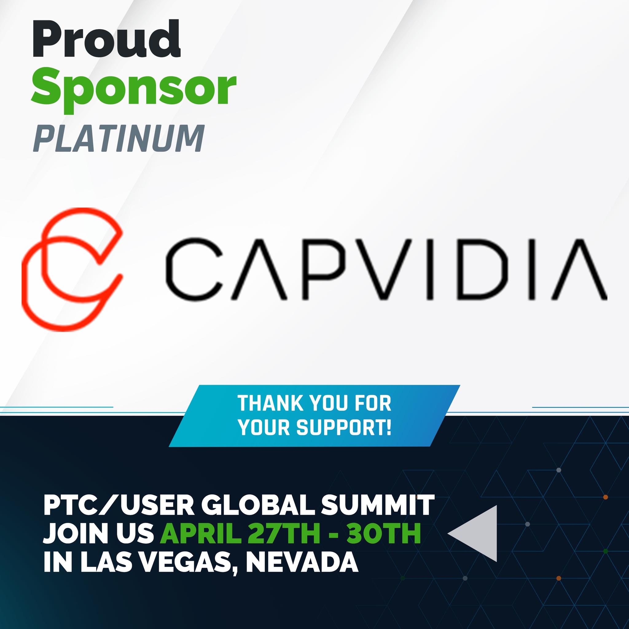 PTC/USER - 👏 Thank you to our Platinum Sponsor, Capvidia ! ⚙️ Capvidia ...