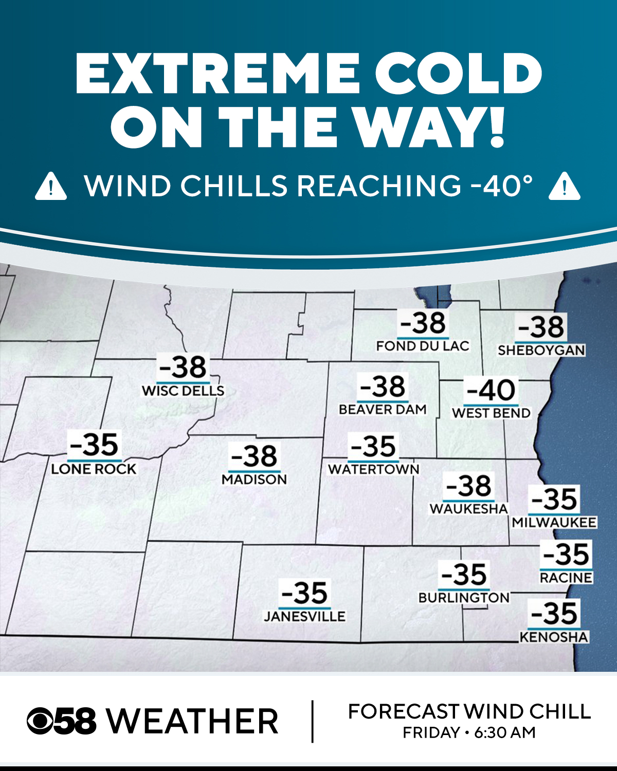 CBS 58 - COLD WEEKEND INCOMING: Dangerously cold weather... | Facebook
