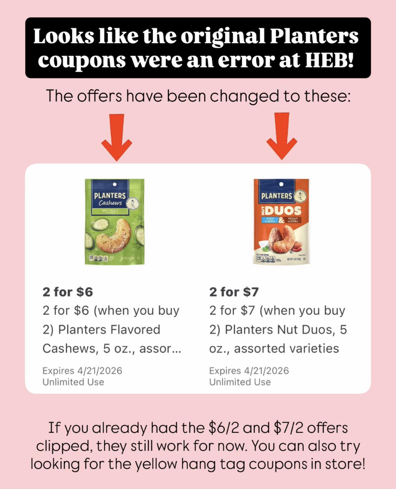 HEB has changed the Planters offers! So if you watch my Best HEB