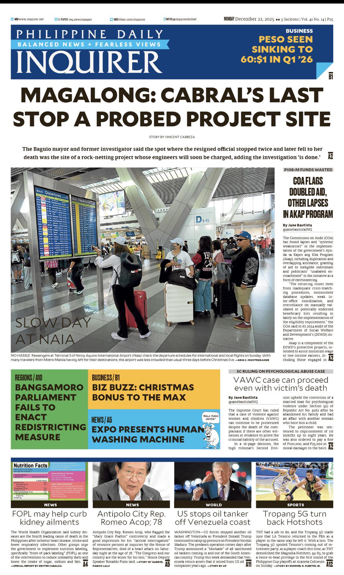 INQUIRER.net - Today's Inquirer front page (December 22,... | Facebook