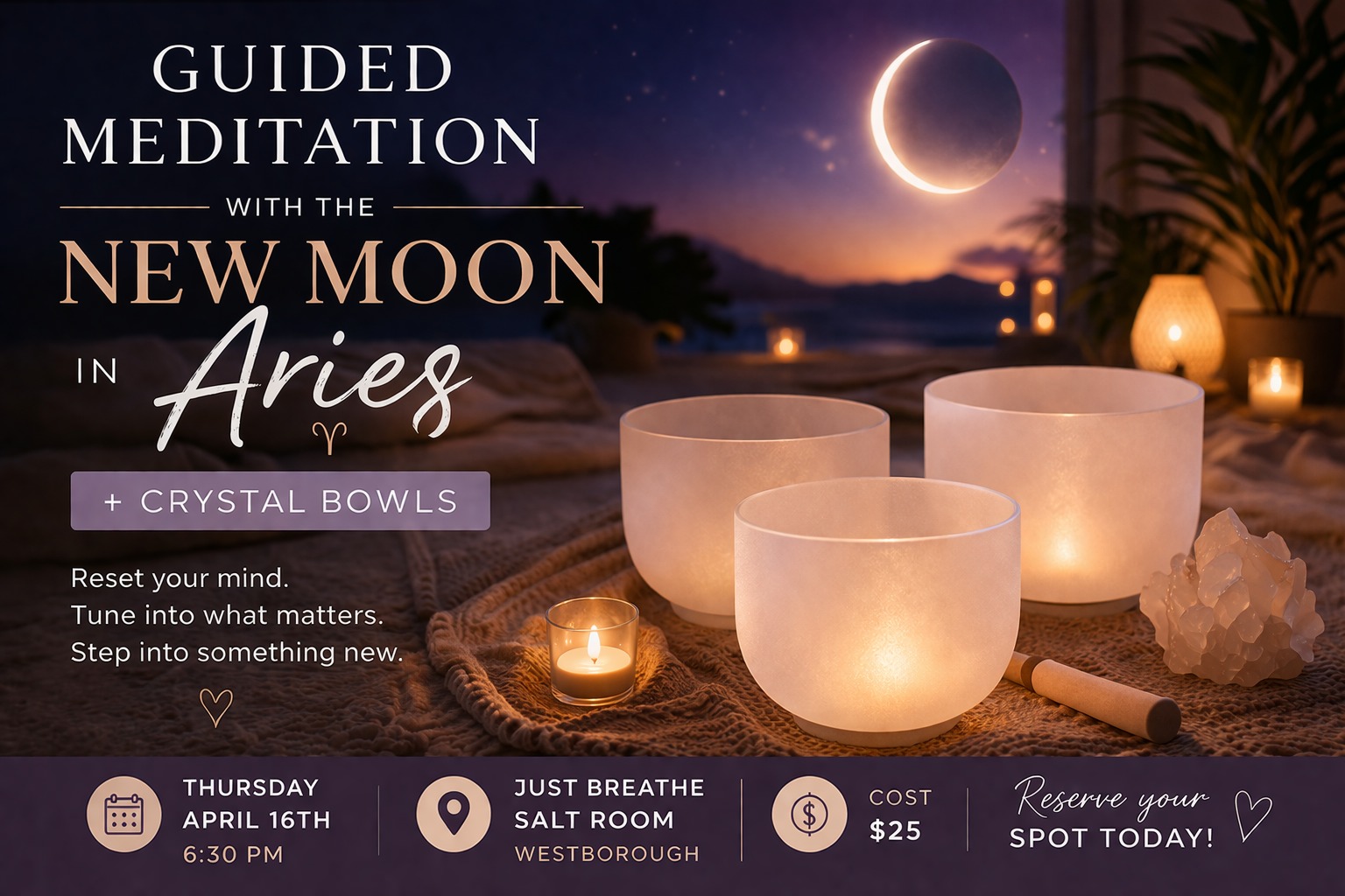 Guided Meditation: New Moon in Aries with Crystal Bowls in the salt ...