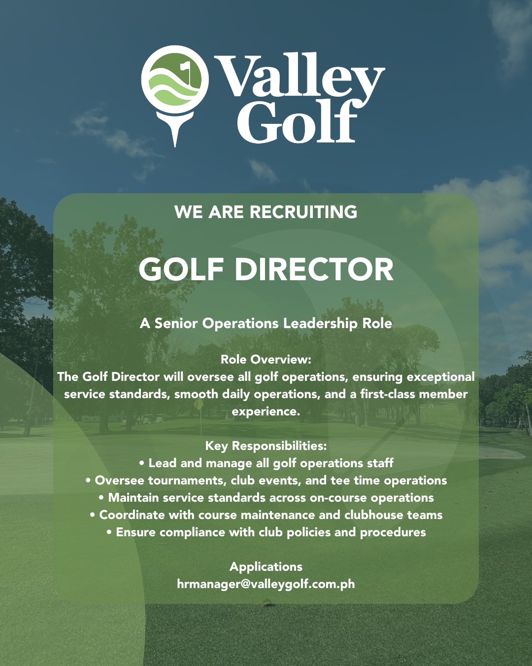 Valley - 📊 WE ARE HIRING | GOLF DIRECTOR 📊 A Senior Operations ...