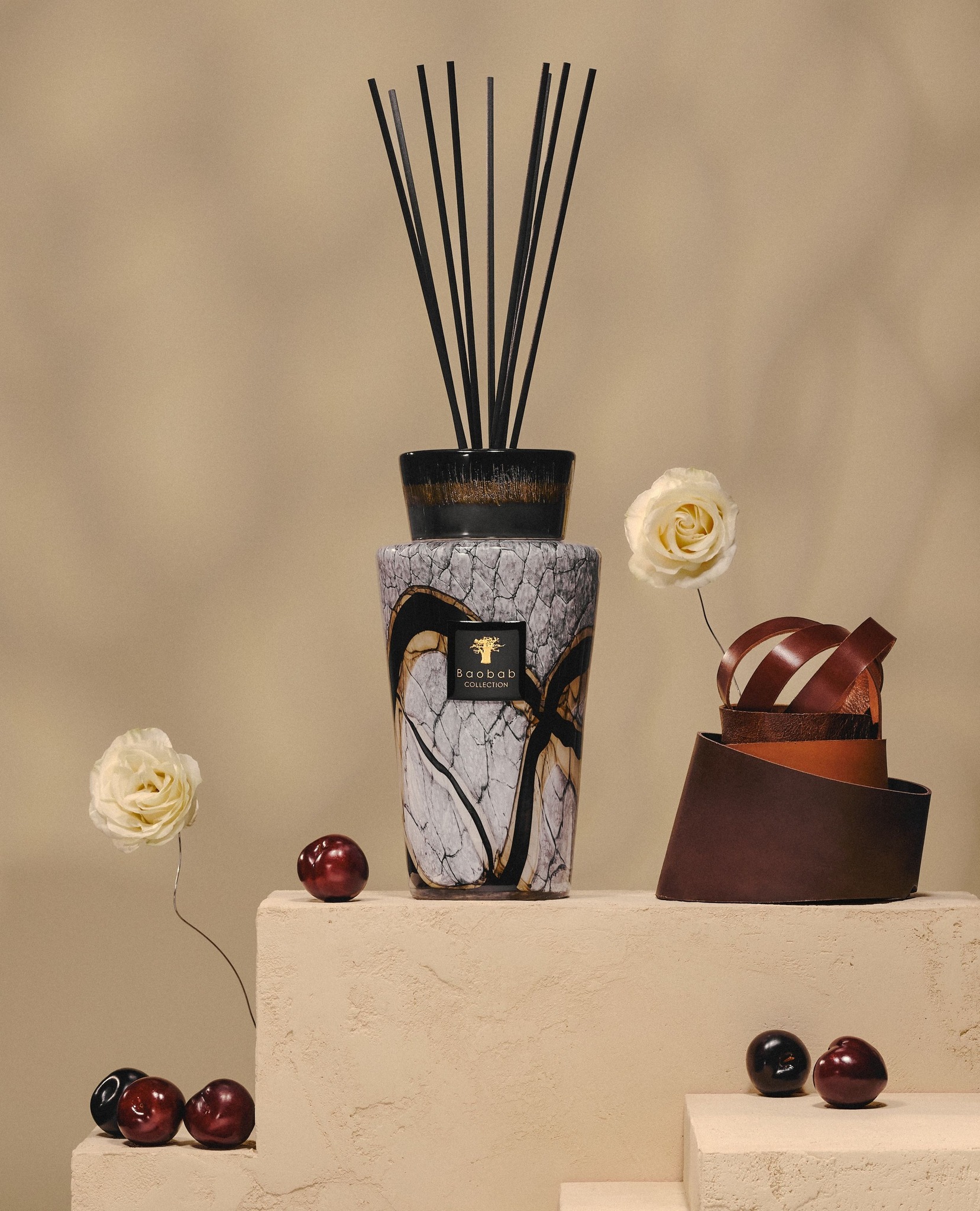 Baobab - The Stones Marble Totem diffuser stands as a bold 