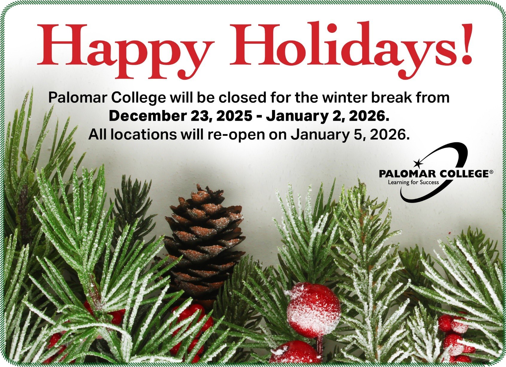 Palomar College - Palomar College is closed for winter... | Facebook