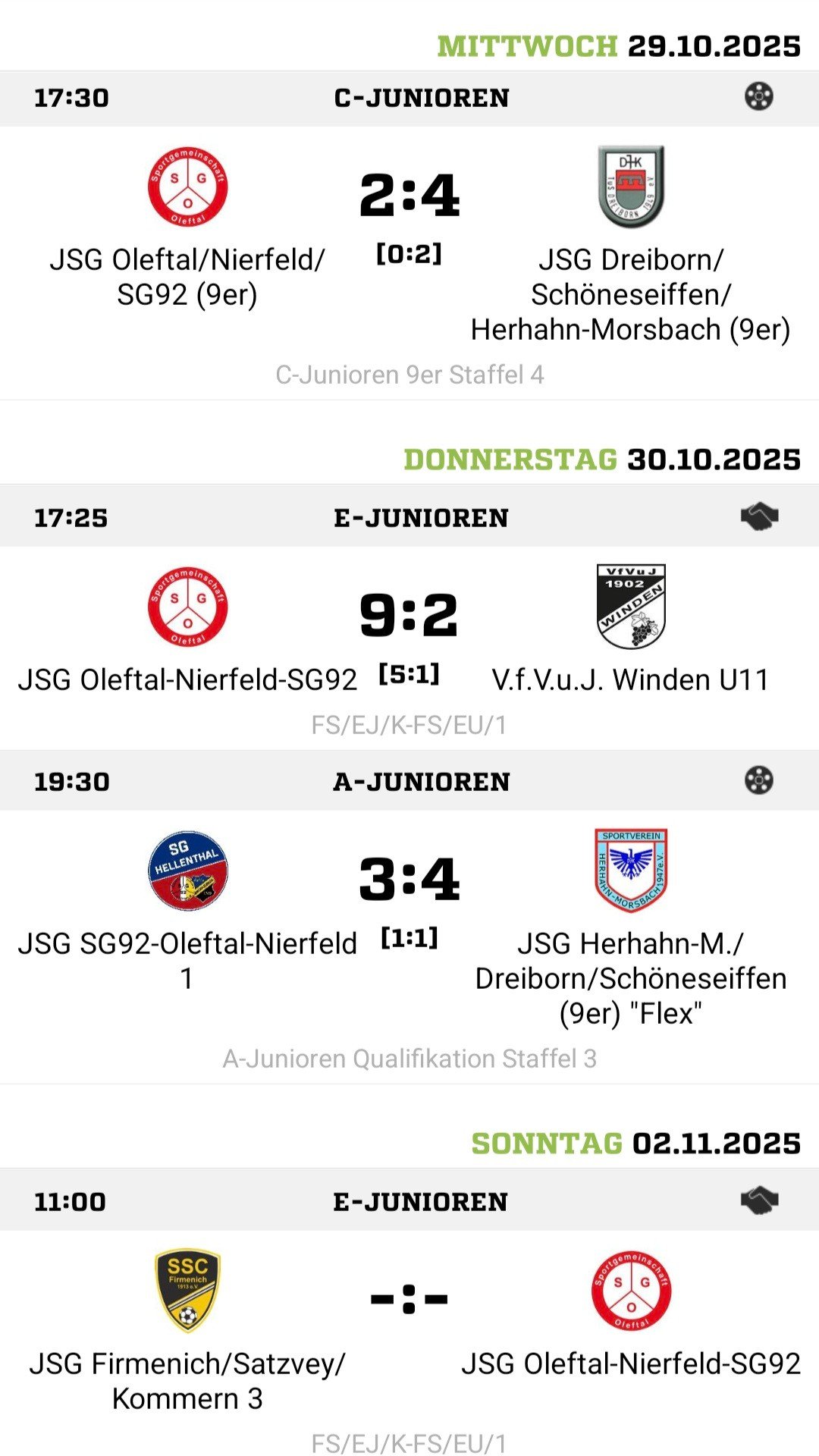 Junioren Spielgemeinschaft SG 92-SV Nierfeld-SG Oleftal