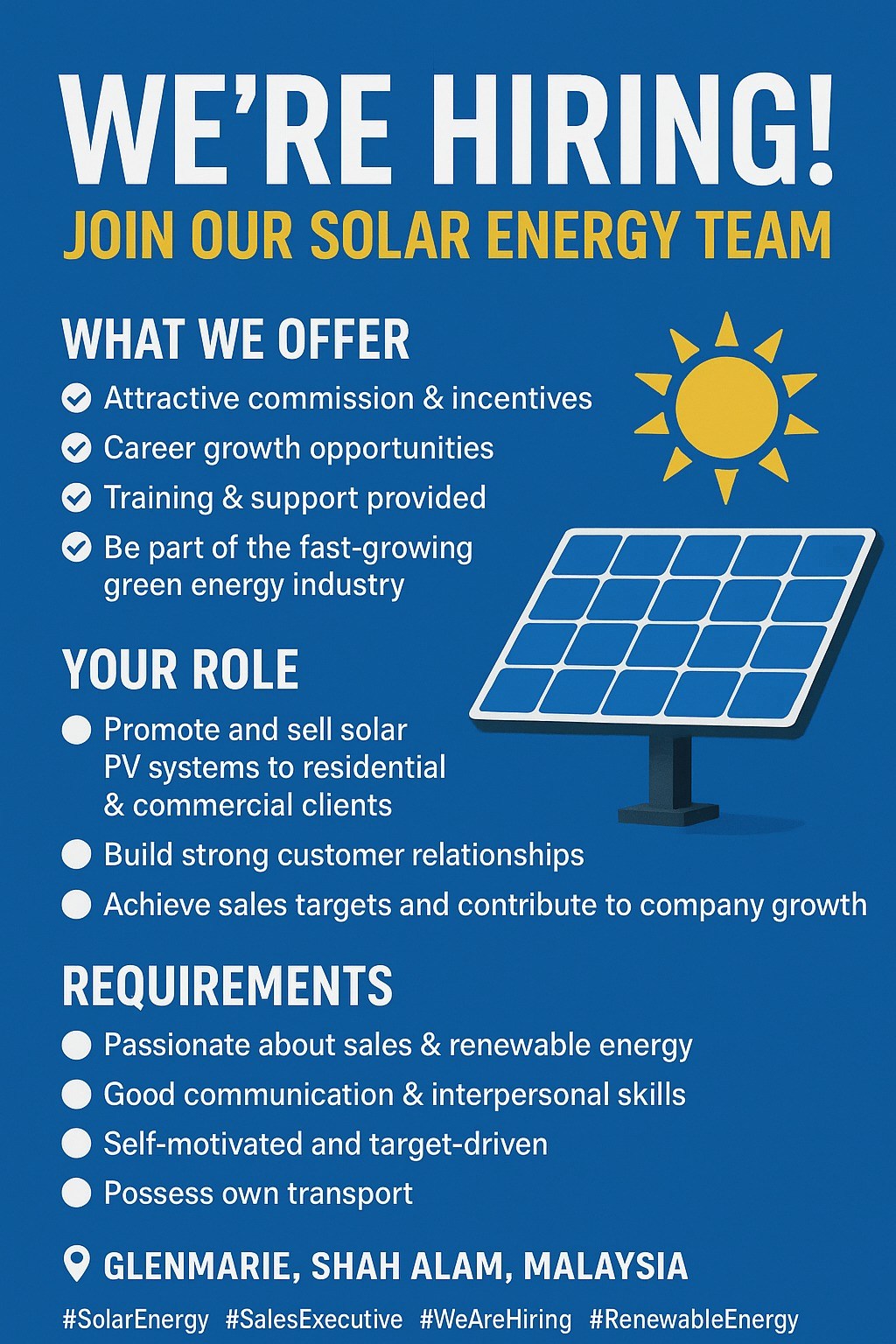 🌞 We’re Hiring! Join Our Solar... - Epenergy Renewable Energy | Facebook