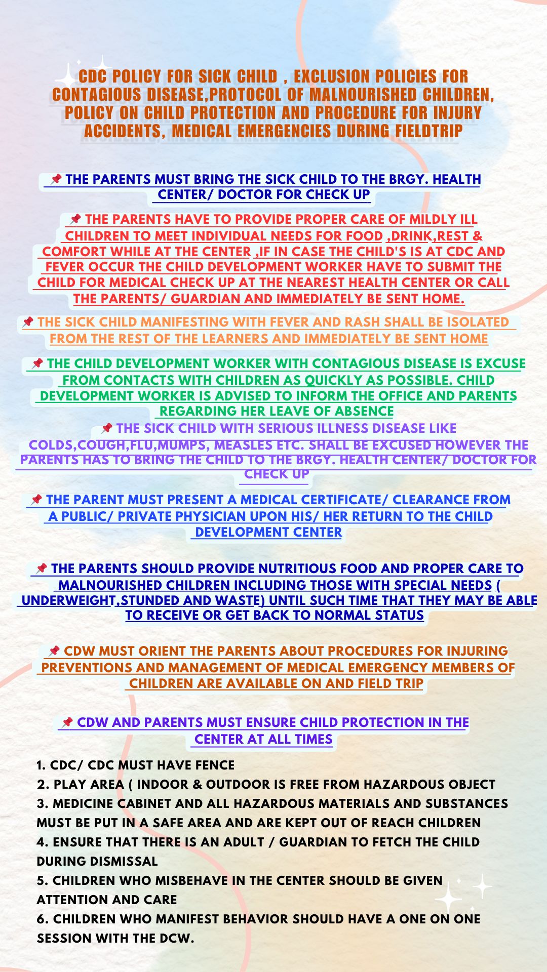 8Ma'am - IN ONE NA PO CDC POLICY FOR SICK CHILD, CONTAGIOUS DISEASE ...