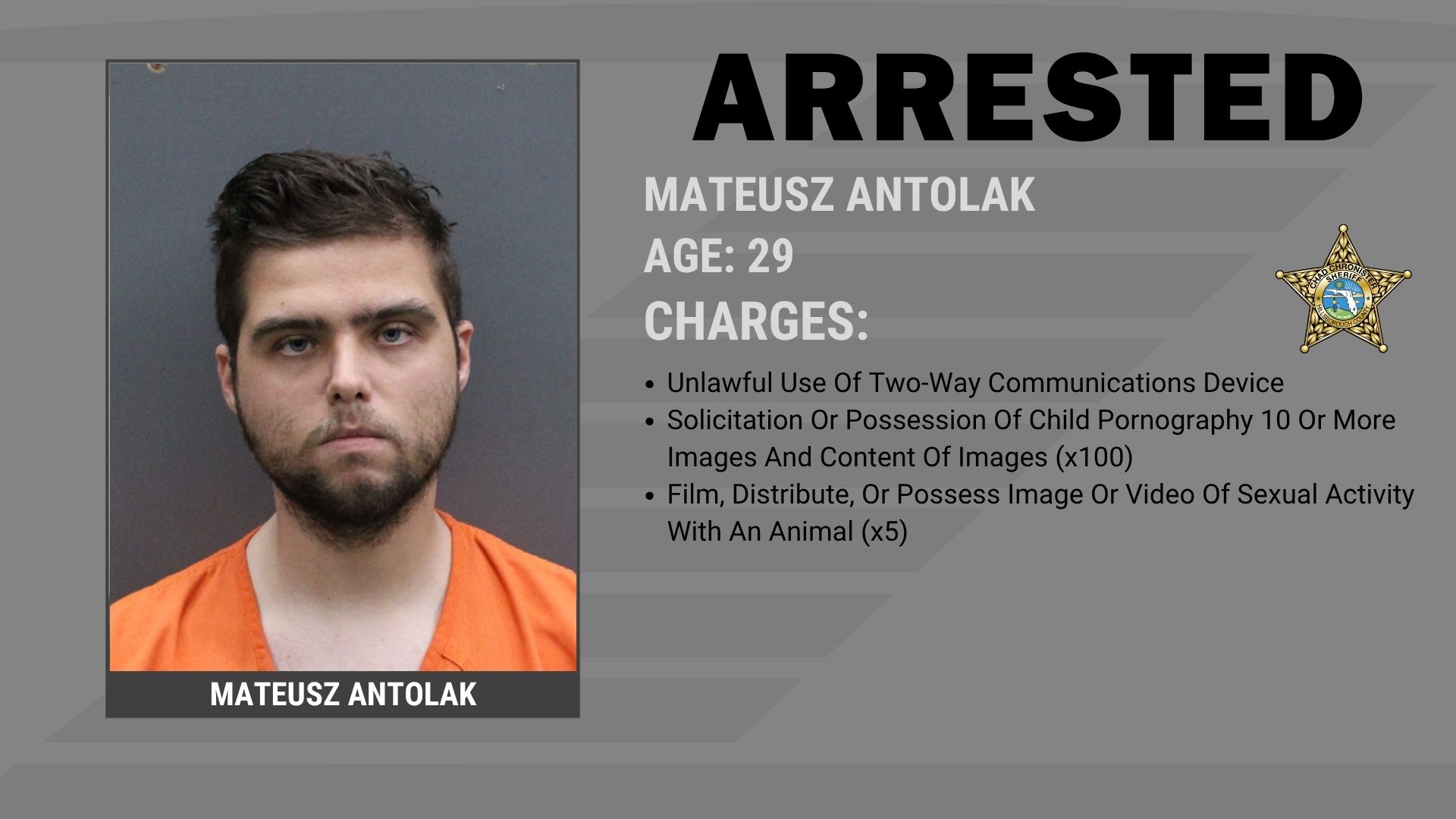 🚨Man Arrested on 100 Counts of Child Pornography Charges🚨 On May  