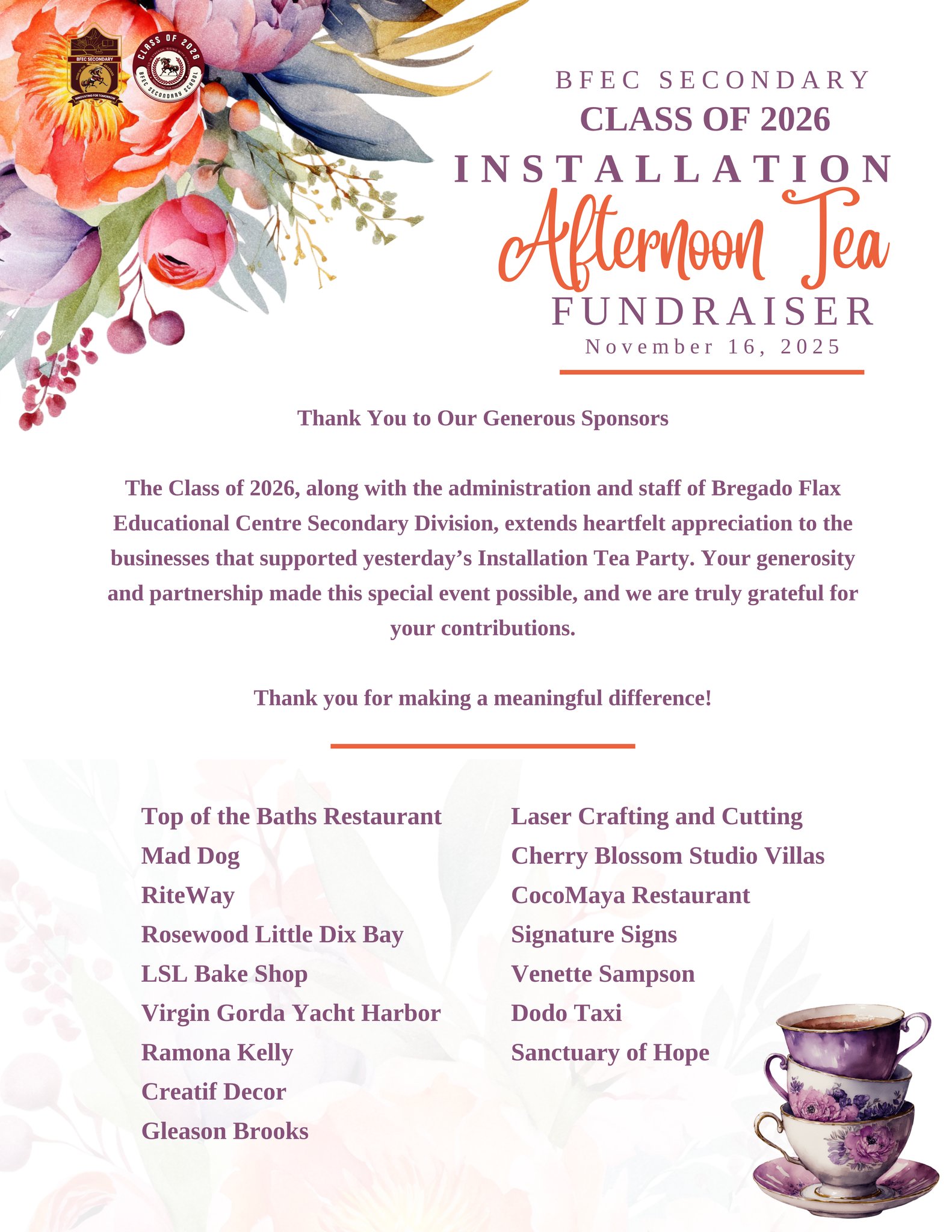 Bregado - 🌸 Heartfelt Thanks to Our Generous Sponsors! 🌸 The Class of ...
