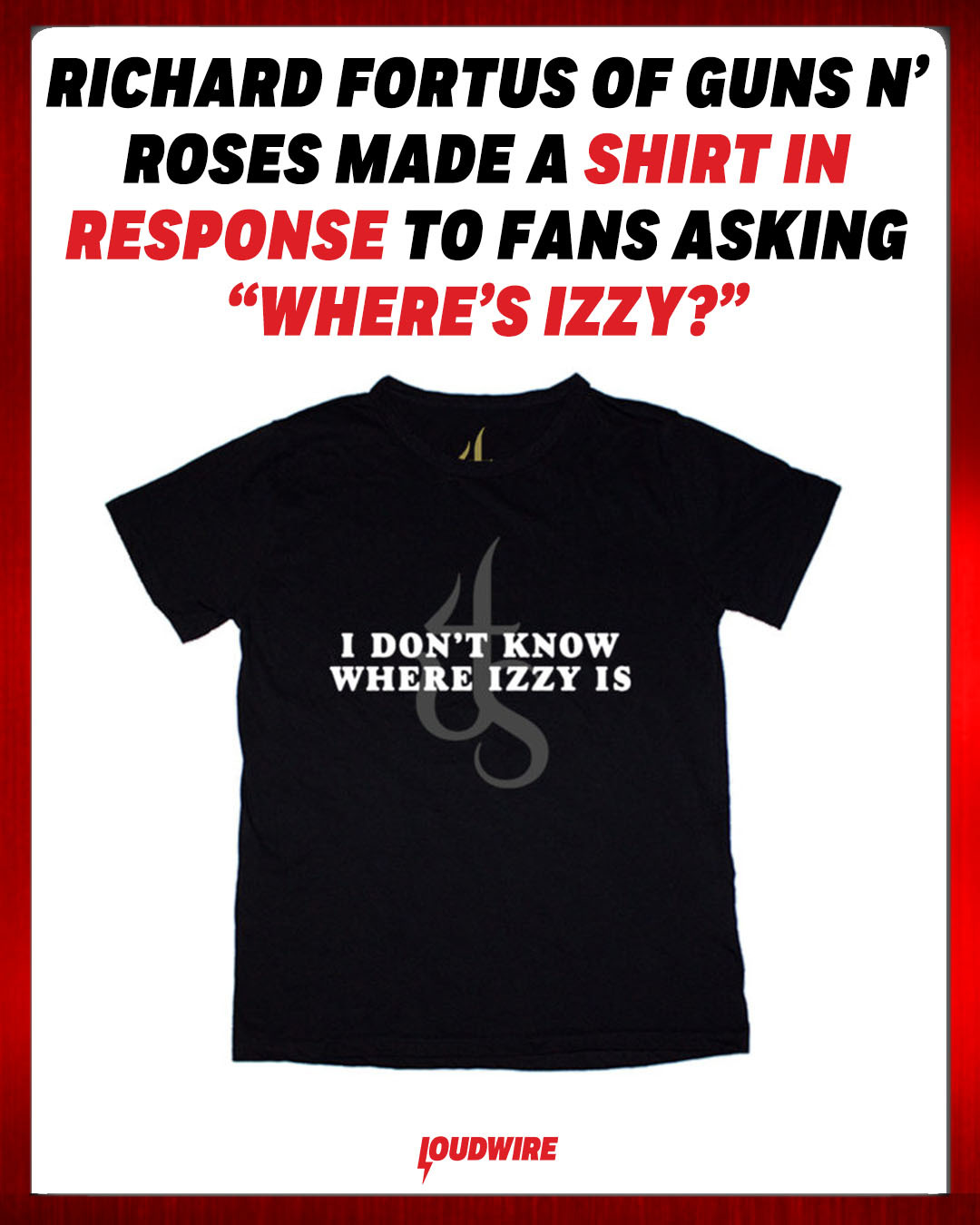 WHERE'S IZZY? In October of 1991 — years before Fortus joined Guns