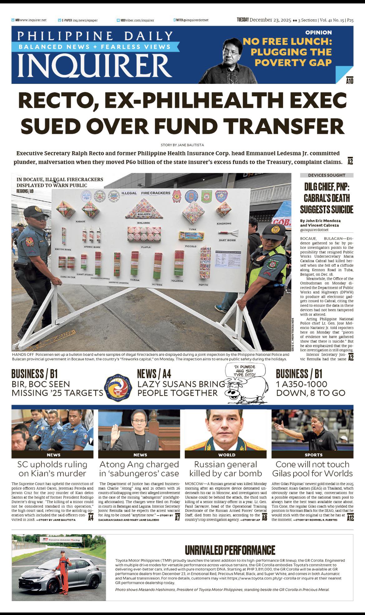 INQUIRER.net - Today's Inquirer front page (December 23, 2025) # ...