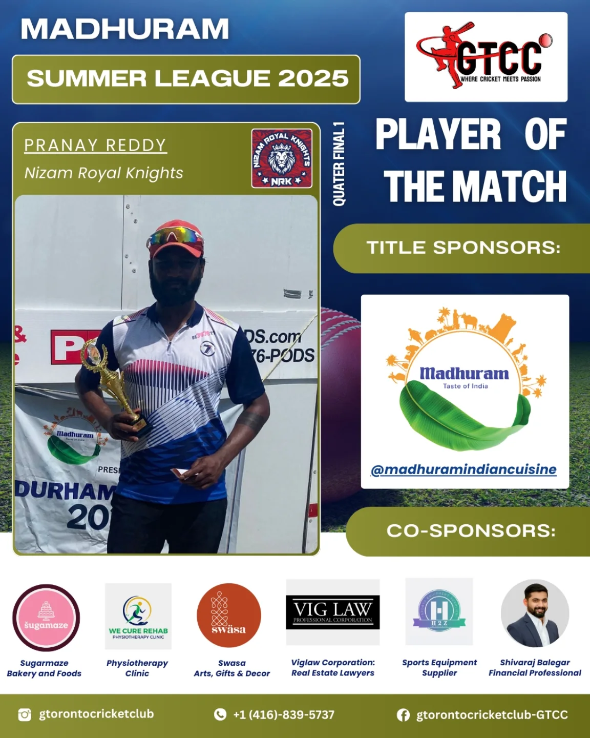 Greater - Congratulations to Pranay Reddy from Nizam Royal Knights!! He ...