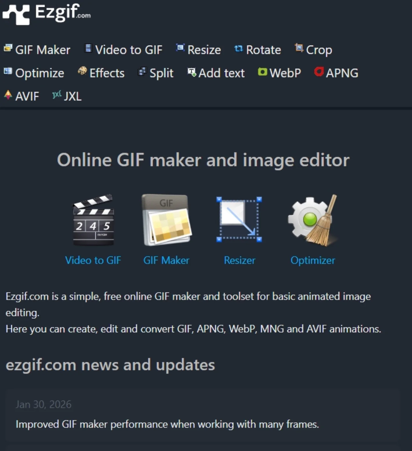 老黑資源分享站 - 做GIF圖不用重型工具「Ezgif」能搞定你要的動態圖檔...... | Facebook