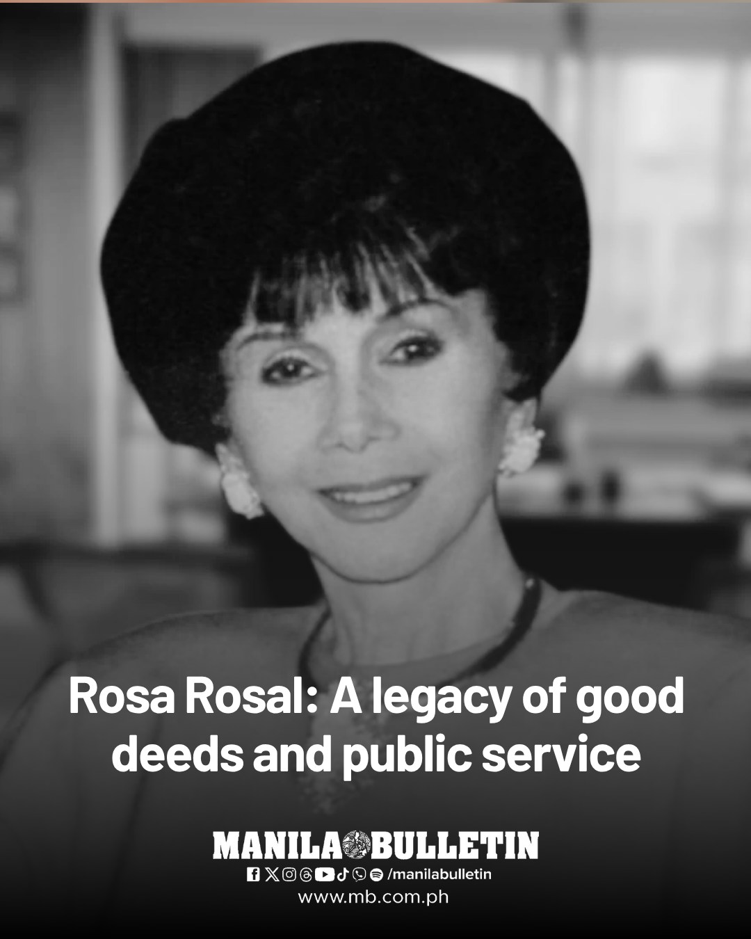 MANILA BULLETIN - Actress and humanitarian Rosa Rosal was... | Facebook