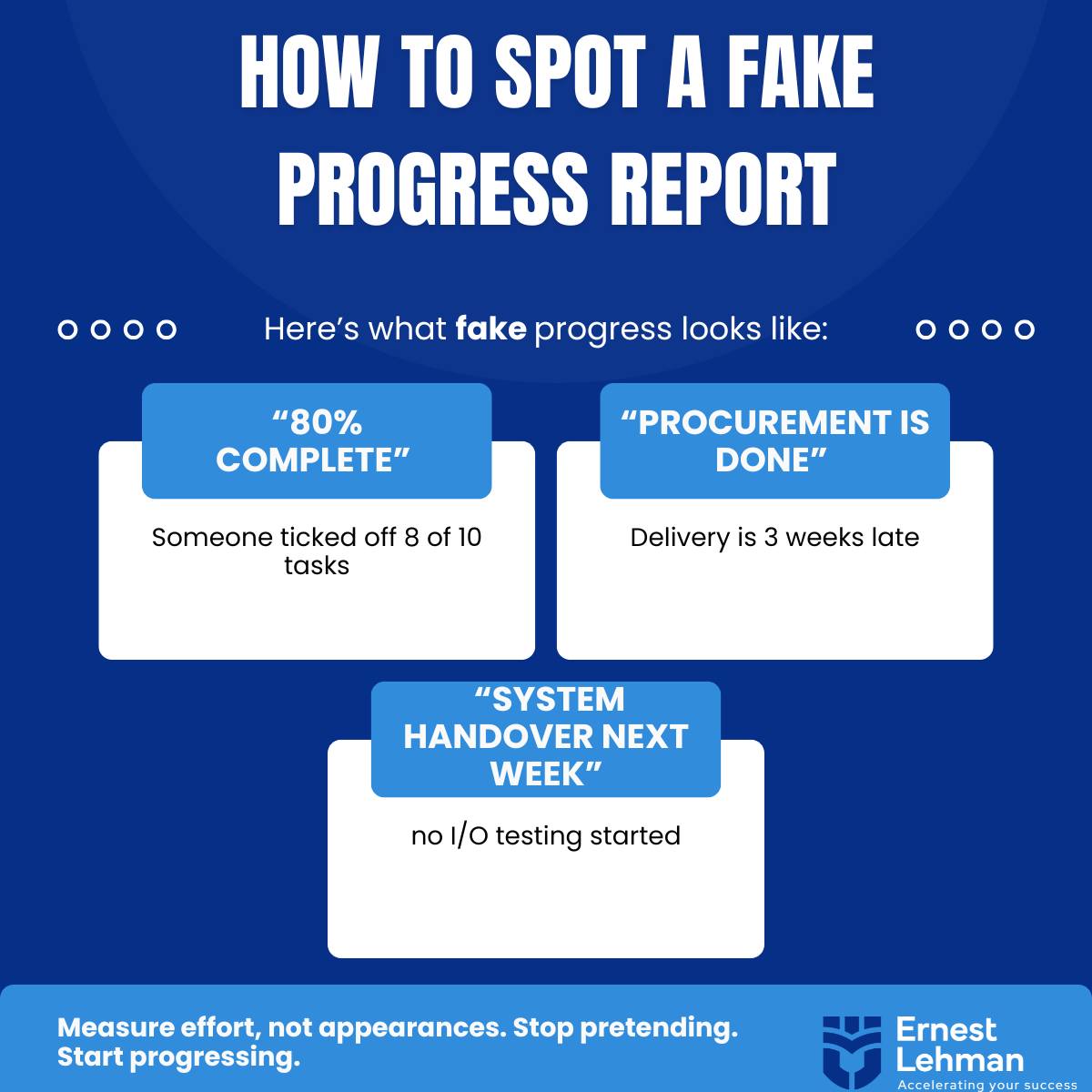 How to Spot a Fake Progress... - Ernest Lehman University | Facebook