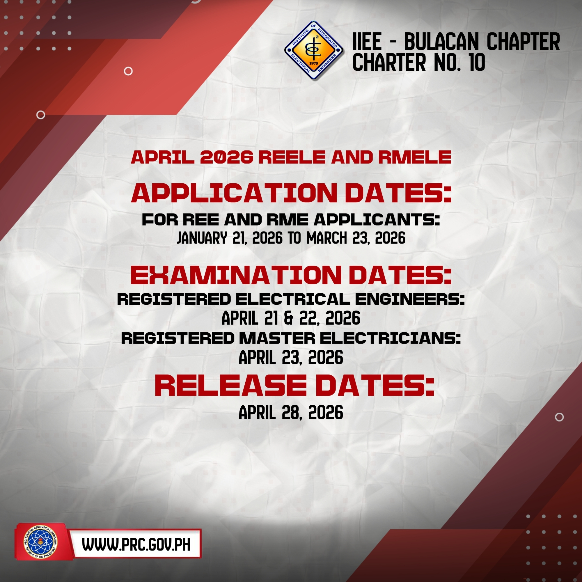 [𝗣𝗥𝗖 𝗘𝗫𝗔𝗠𝗜𝗡𝗔𝗧𝗜𝗢𝗡 𝗥𝗘𝗠𝗜𝗡𝗗𝗘𝗥 | 𝟮𝟬𝟮𝟲]... - IIEE Bulacan Chapter | Facebook