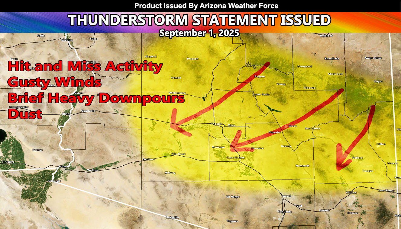 Arizona - Thunderstorm Statement Issued For The High and Low Terrain ...