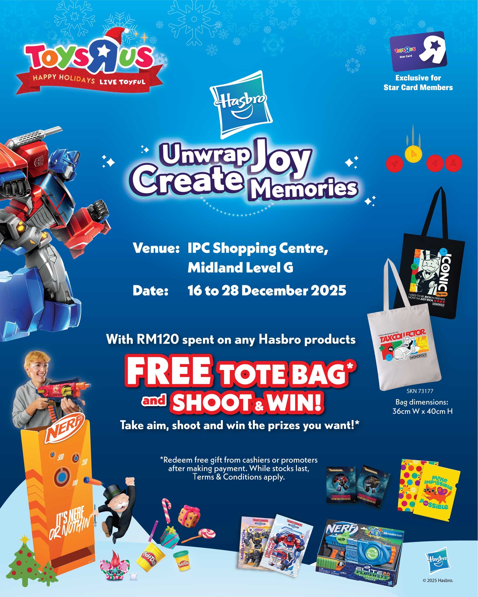 Spend RM120 on any Hasbro products to redeem a free Monopoly Tote 