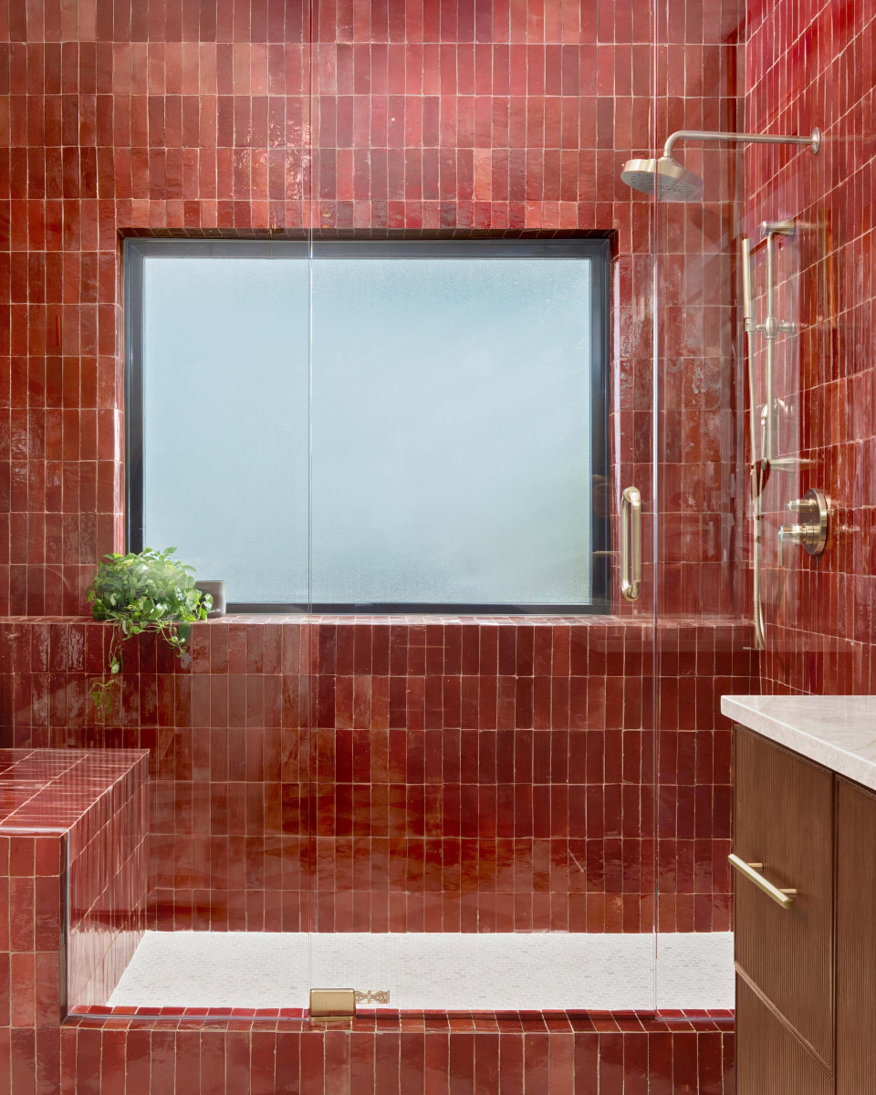 Zellige tile in statement shower on Rock the Block