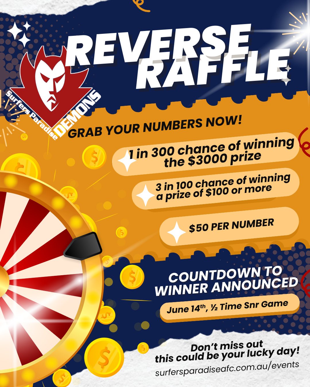 Surfers - 🎟️🔥 2025 DEMONS REVERSE RAFFLE – $5,000 IN PRIZES! 💰 We're ...
