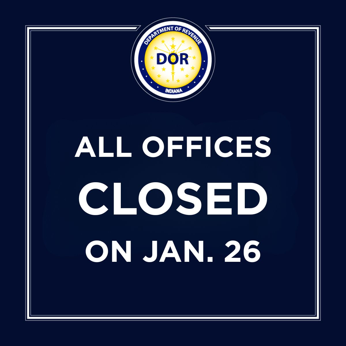 Due to a statewide... - Indiana Department of Revenue | Facebook