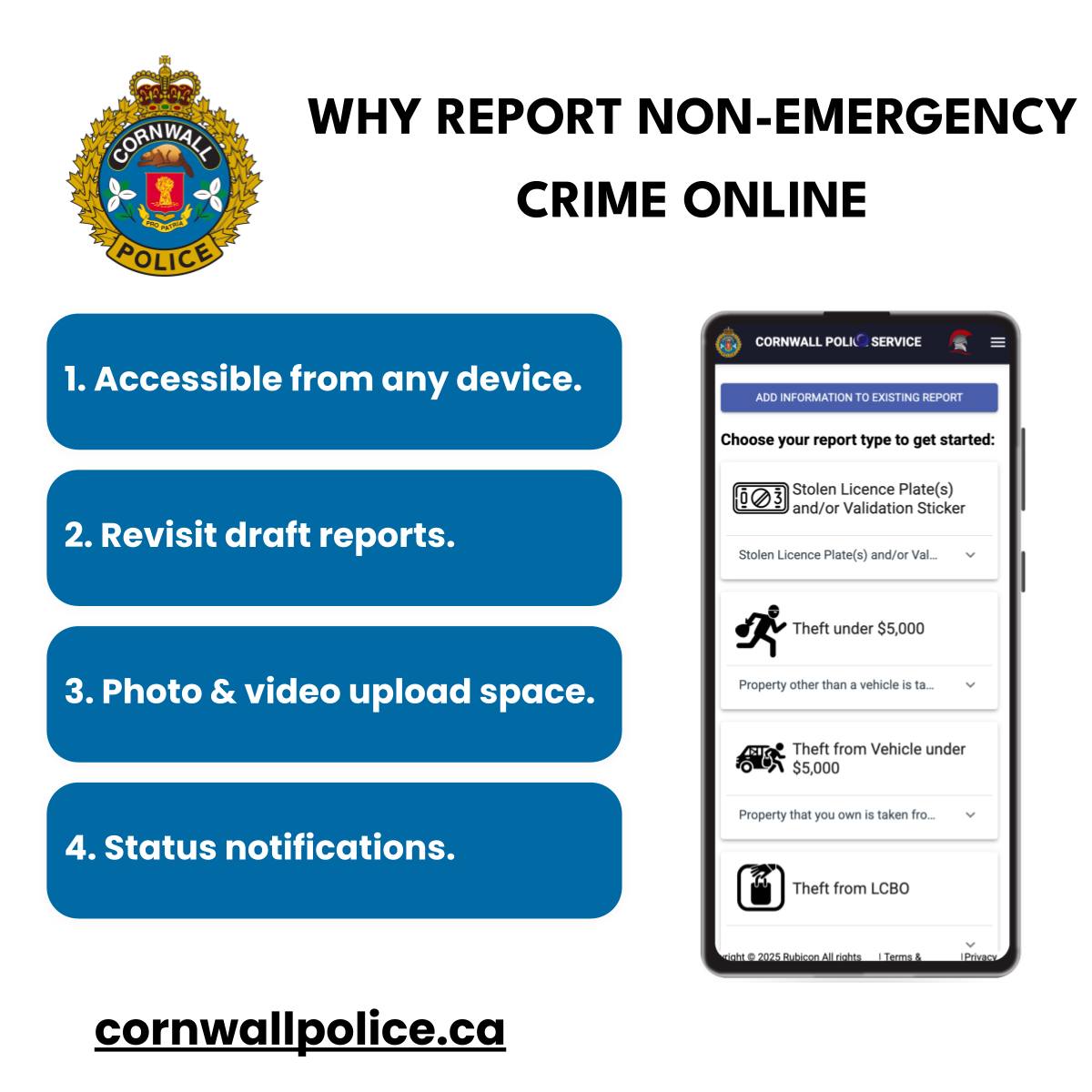 🚨 NEW ONLINE REPORTING SYSTEM 🚨... - Cornwall Police Service | Facebook