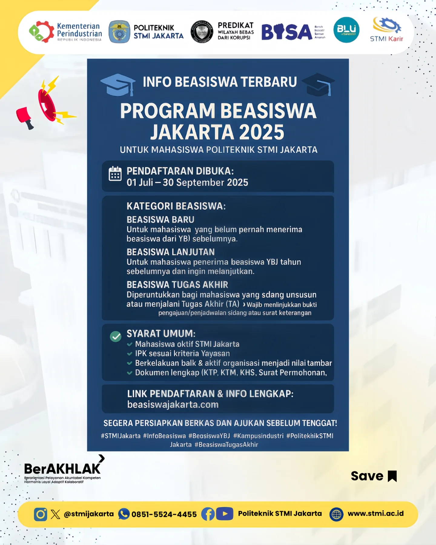 🎓 [INFO BEASISWA TERBARU] 🎓... - Politeknik STMI Jakarta | Facebook
