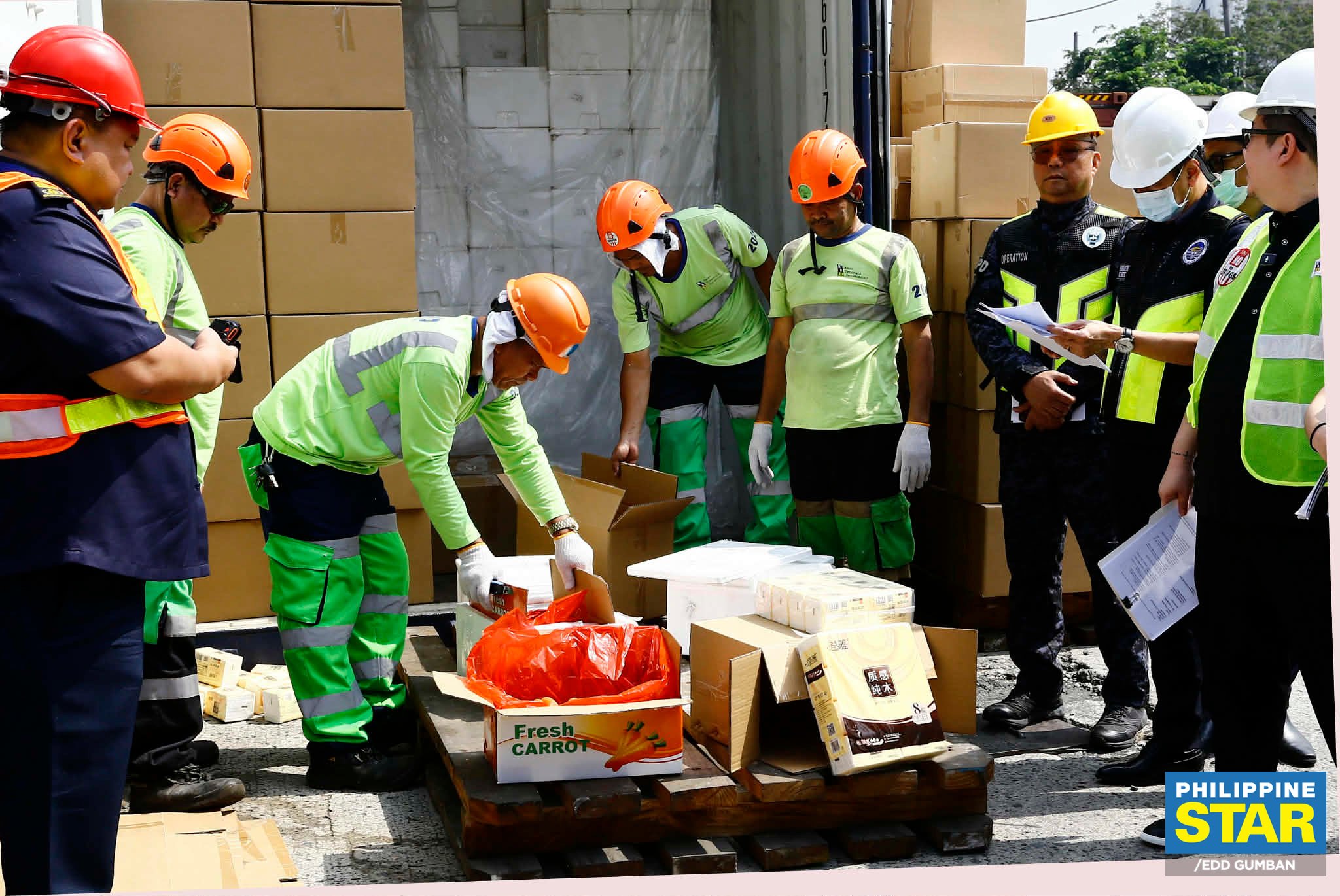 Philippine - Members of the Bureau of Customs (BOC) show the three ...