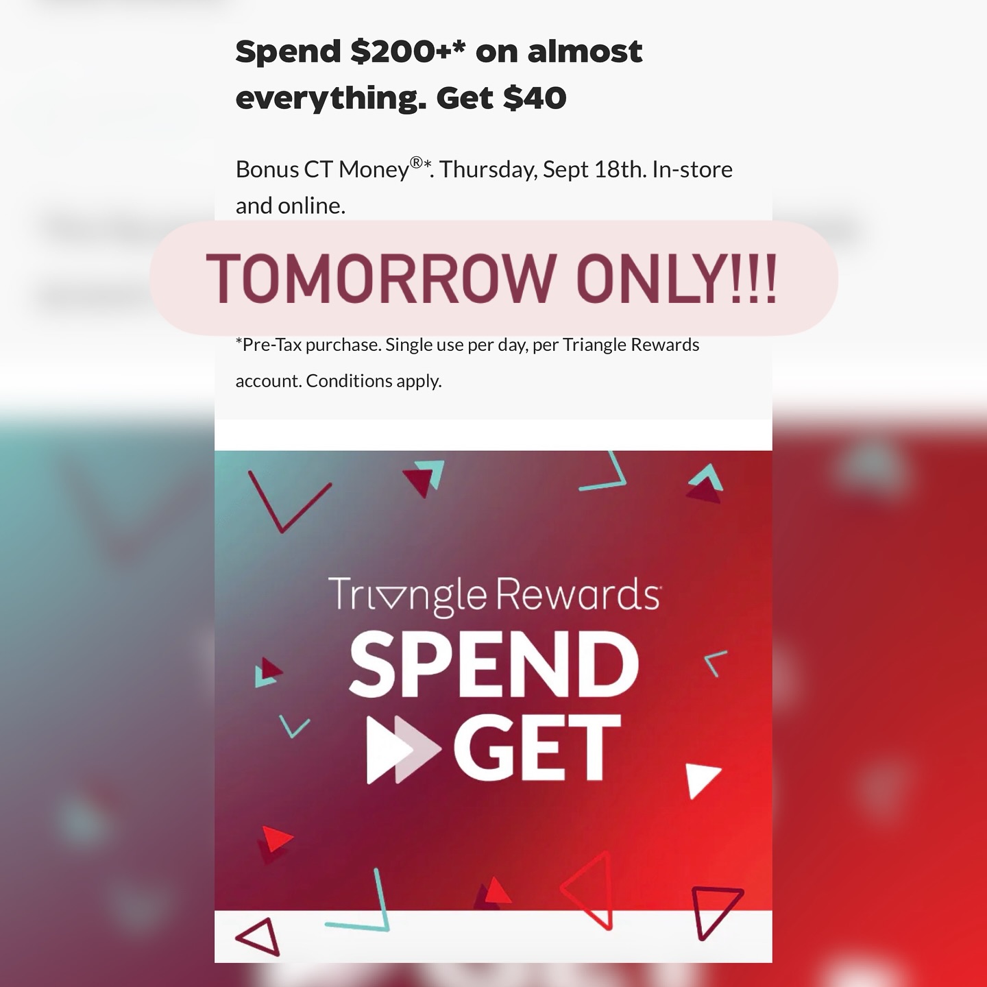 Canadian Tire - Triangle Bonus Day This Thursday, Sept... | Facebook