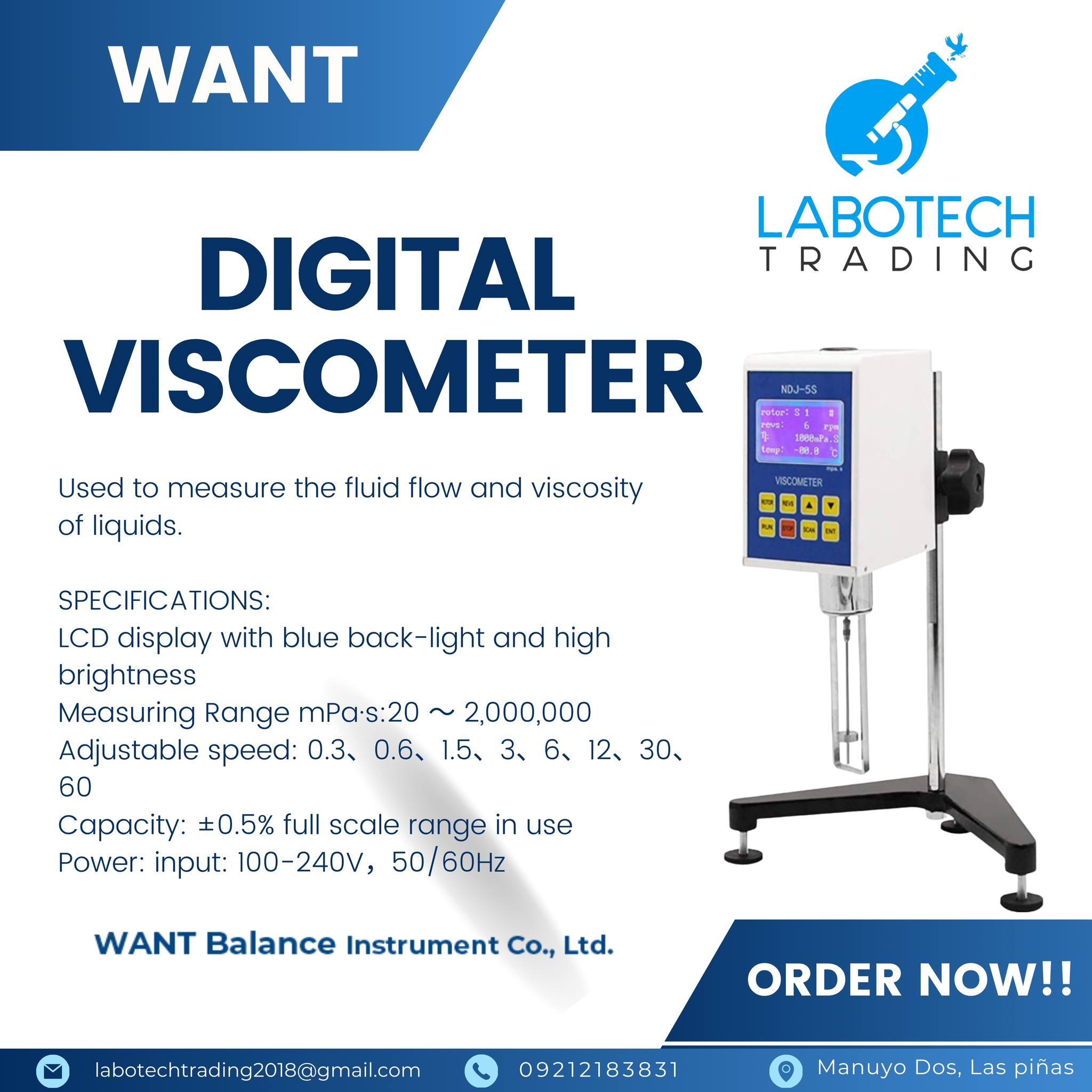 VISCOMETER USES: used to measure the... - Labotech Trading PH | Facebook