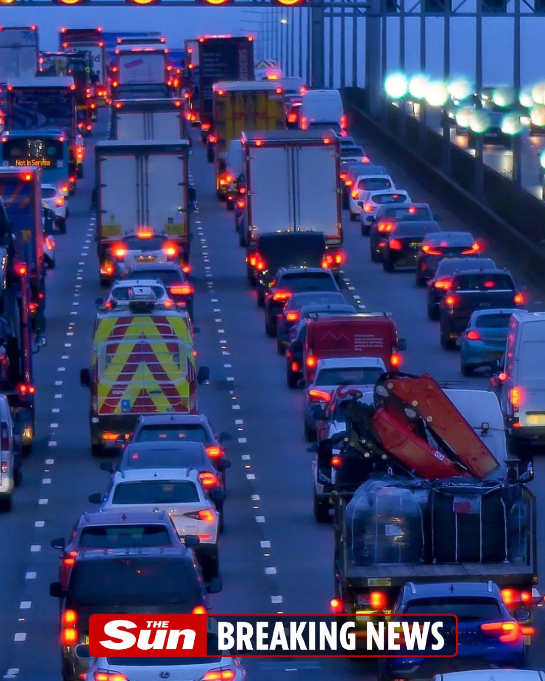 The Sun - Major motorway closed in one direction after crash | Facebook