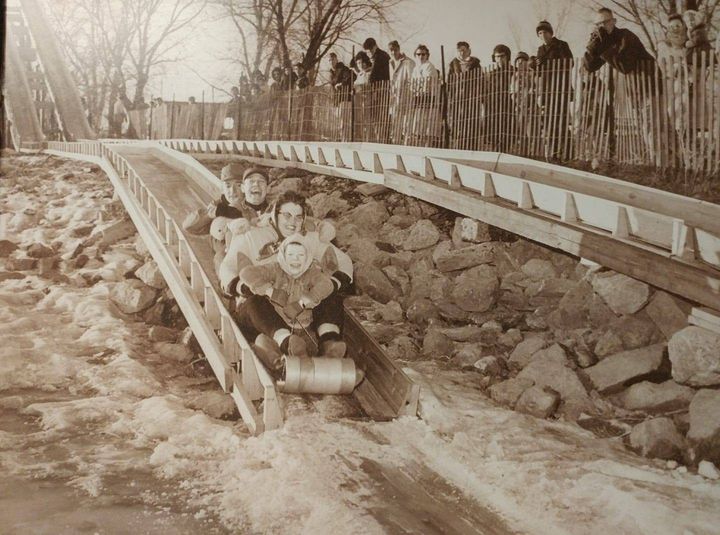 Devils Lake toboggan slide history