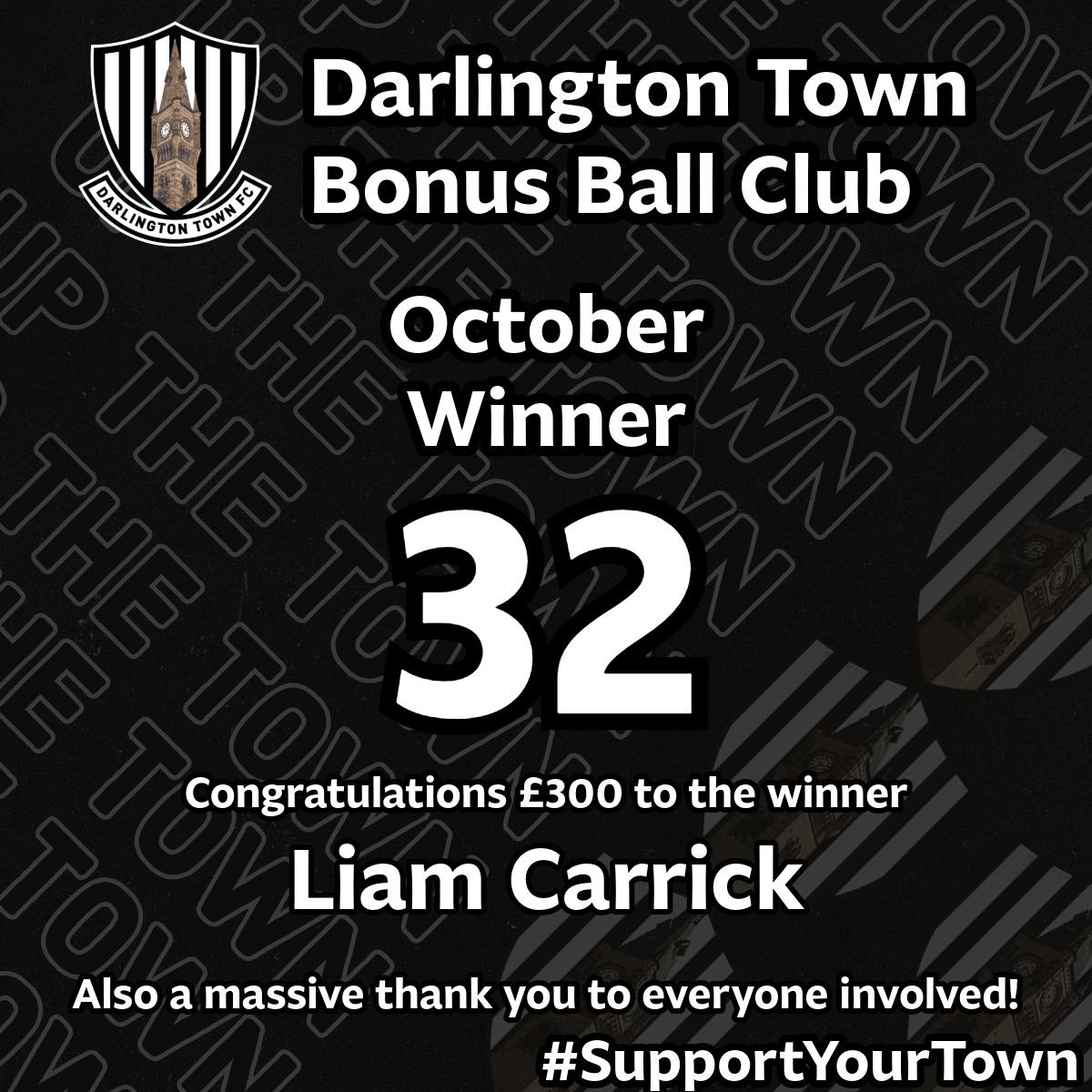Darlington - BONUS BALL CLUB A massive well done to this months winner ...