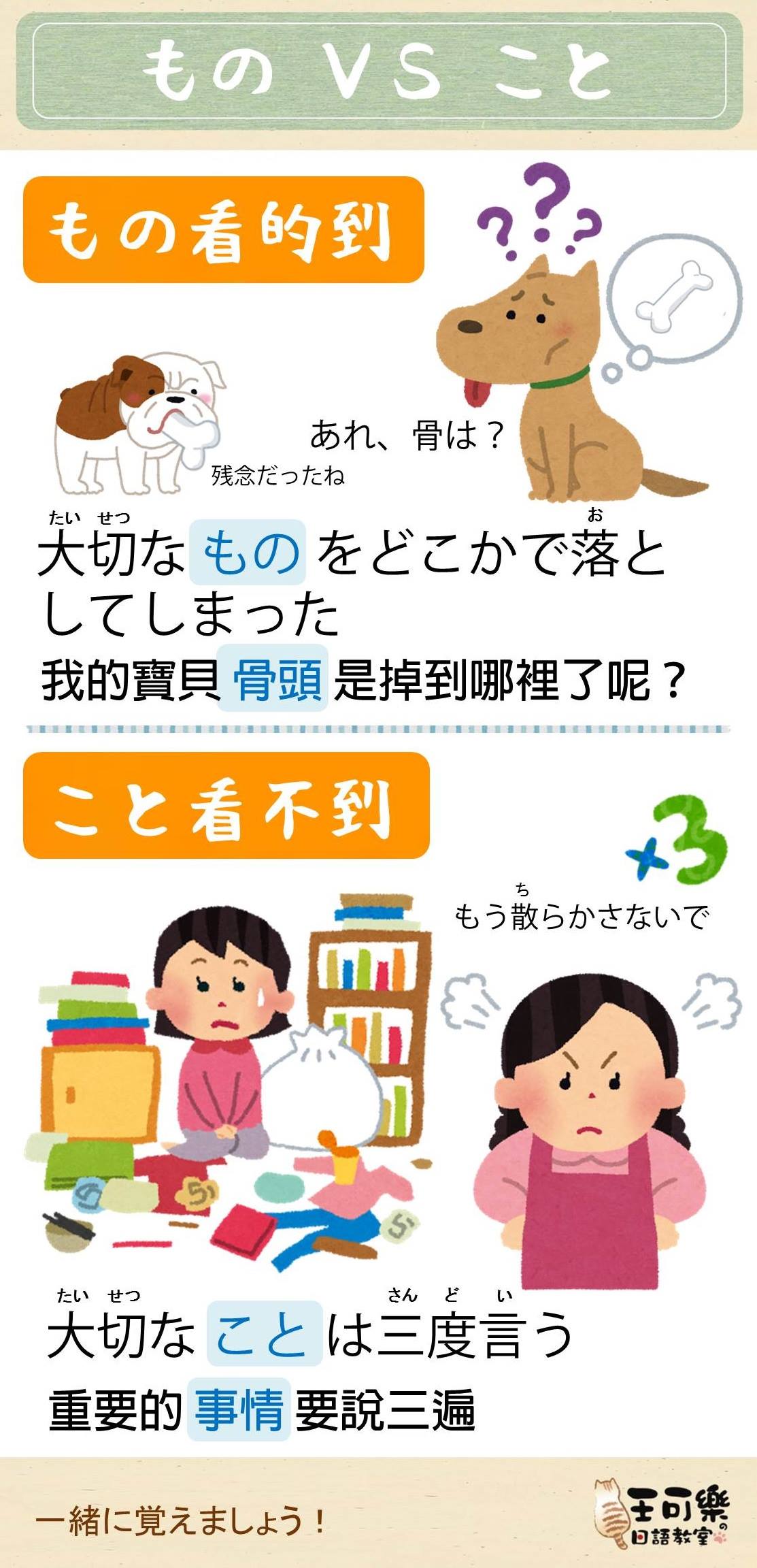 王可樂日語 - 【もの VS こと！】 初級的學生常會詢問：「日文中的もの跟こと有什麼不同？」 一般而言， ... | Facebook