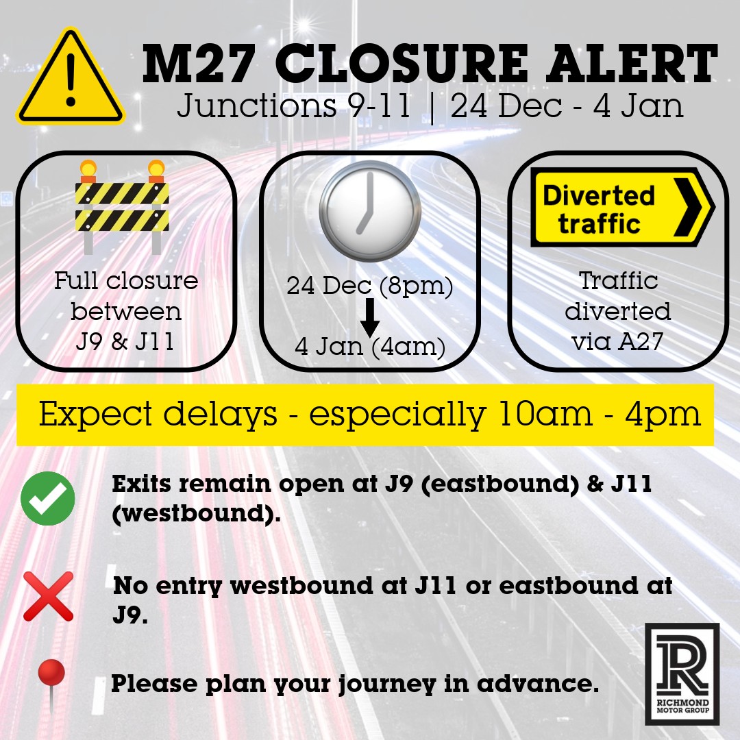 🚧 Reminder Of Road Closure 🚧 A... - Richmond Motor Group | Facebook