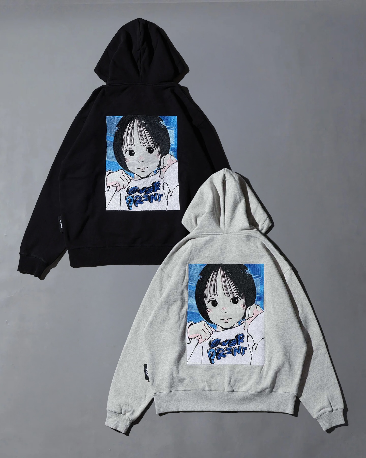 over print POP ART Zip Hoodie Ver:21 (blue EMB Version) Color: Ash 