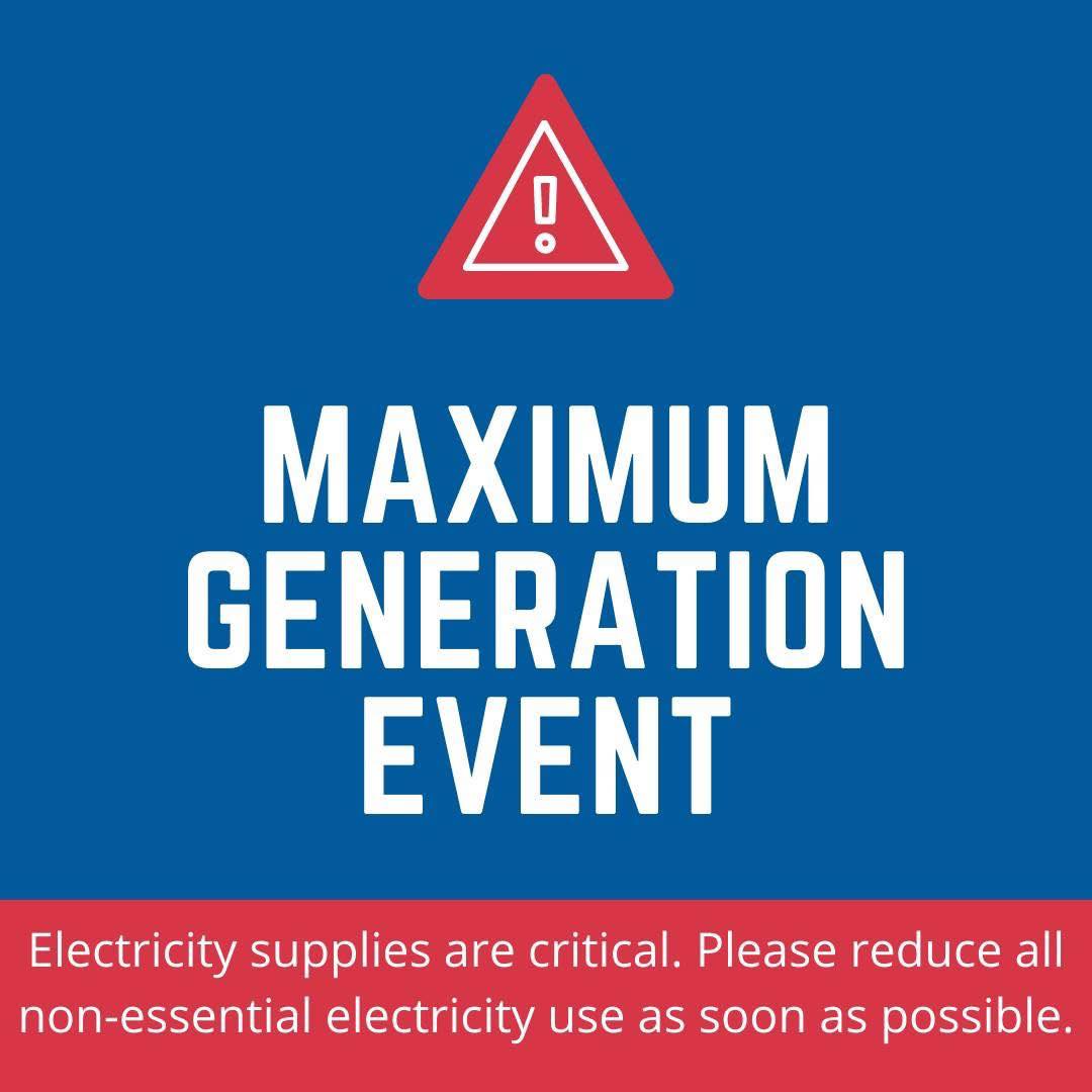 East - Update: Thank you to all members who reduced their energy usage ...