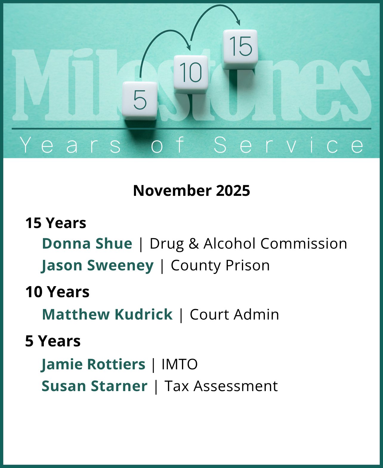 Cumberland - Congratulations to our five Cumberland County employees ...