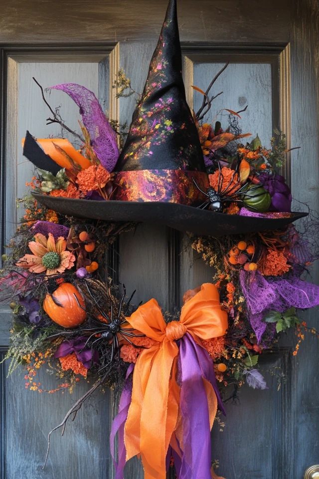 Amazing - DIY Witch Hat Wreath for Your Front Door 🎃🧙‍♀️ https://mideas ...