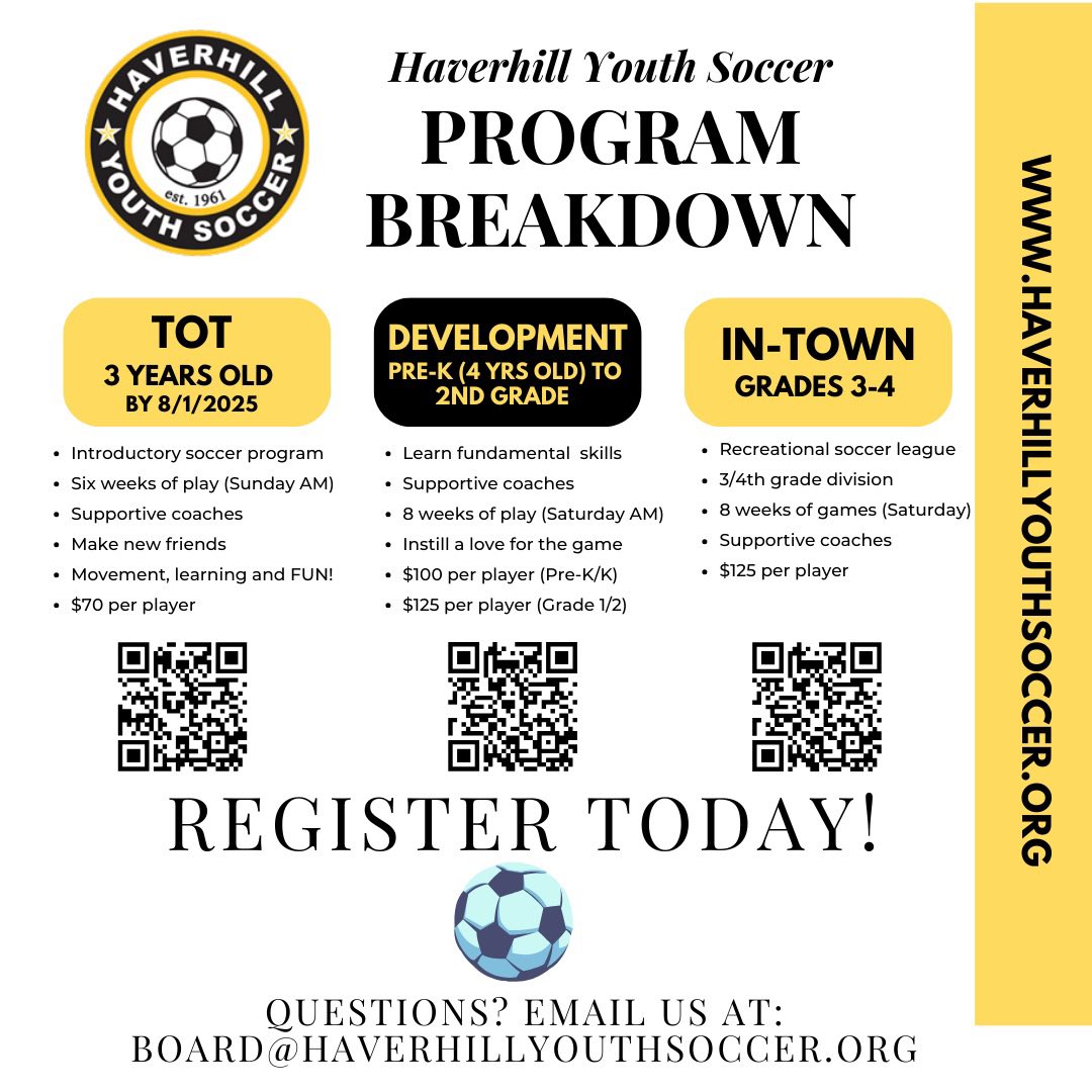 🚨🚨🚨 ⚽️⚽️ Spring registration is... - Haverhill Youth Soccer | Facebook
