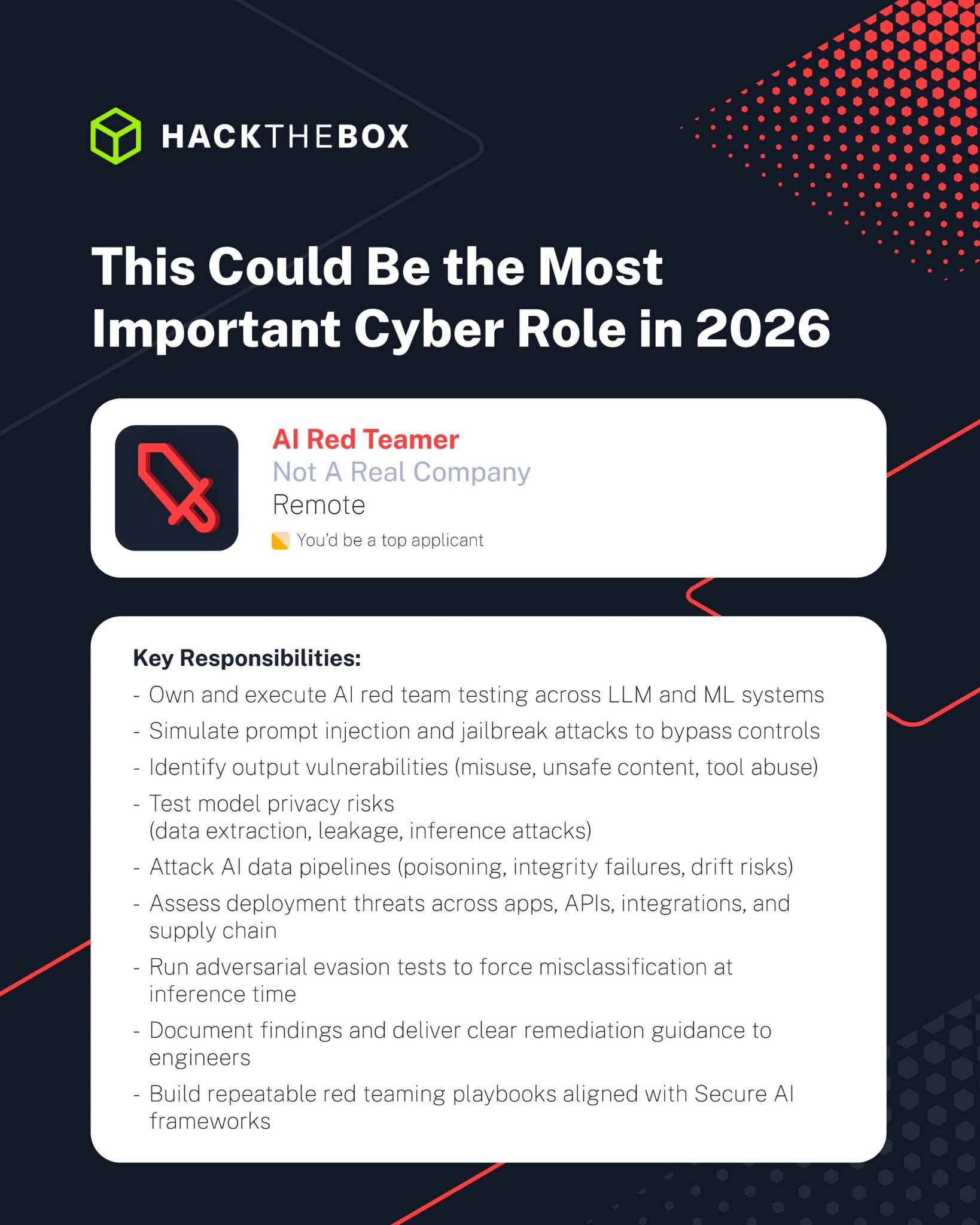 Hack The Box - 🚨 This might be the most important job role... | Facebook