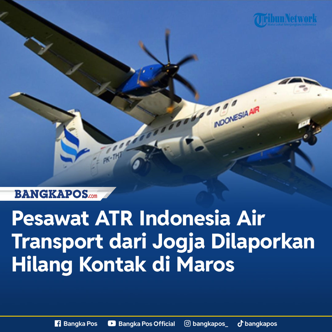 Bangka - Pesawat ATR 42-500 milik maskapai Indonesia Air Transport ...